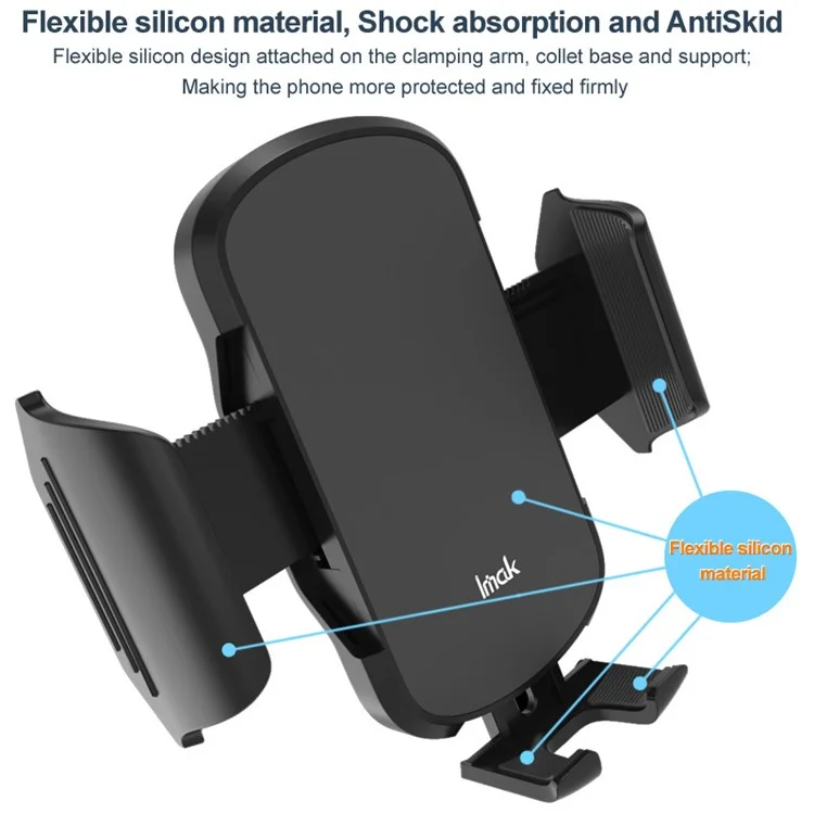 IMAK J1-X5A Dashboard Clip Car Holder 360-Degree Rotating Vehicle Phone Mount Anti-Shock Adjustable Phone Clip with Silicone Mat