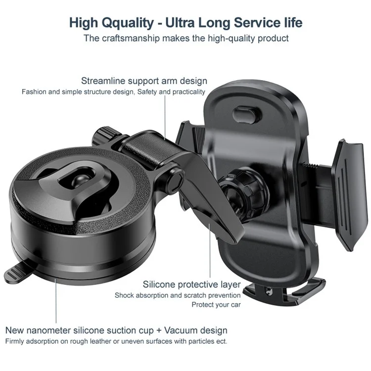 IMAK J1-X5A Dashboard Clip Car Holder 360-Degree Rotating Vehicle Phone Mount Anti-Shock Adjustable Phone Clip with Silicone Mat