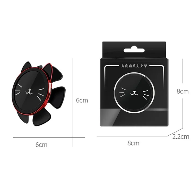 Magnetic Car Mount Universal Steering Wheel Car Phone Holder Cute Cat 360-degree Adjustable Dashboard Car Mount - Red