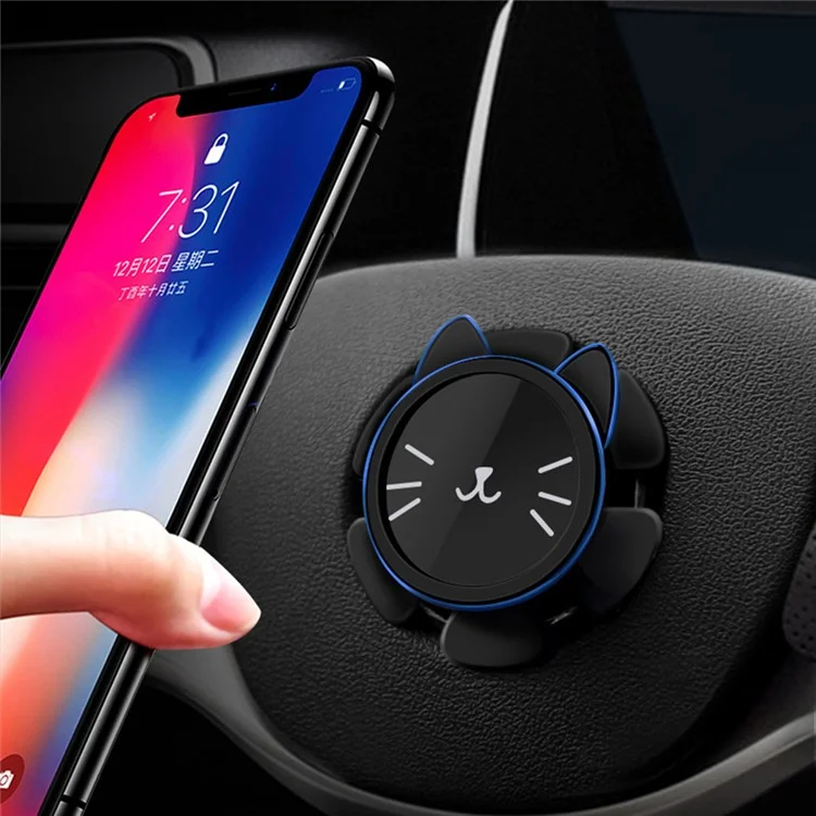 Magnetic Car Mount Universal Steering Wheel Car Phone Holder Cute Cat 360-degree Adjustable Dashboard Car Mount - Red