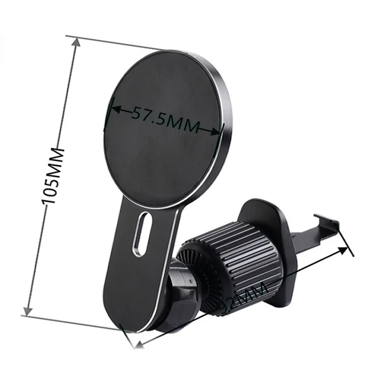 Car Air Vent Mount Magnetic Phone Holder Stand 360 Degrees Rotating Cellphone Bracket with 2 Magnetic Sheets - Grey
