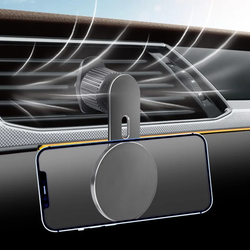 Car Air Vent Mount Magnetic Phone Holder Stand 360 Degrees Rotating Cellphone Bracket with 2 Magnetic Sheets - Black