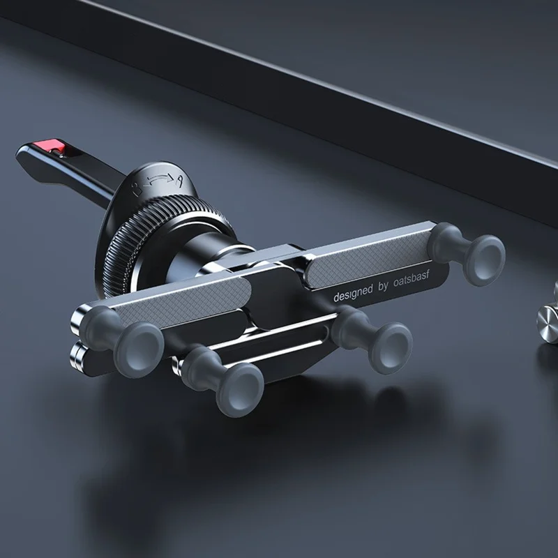 OATSBASF x03 Mini Folding Aluminum Alloy Car Phone Holder Automatic Locking Gravity Phone Bracket - Air Vent Mount / Silver