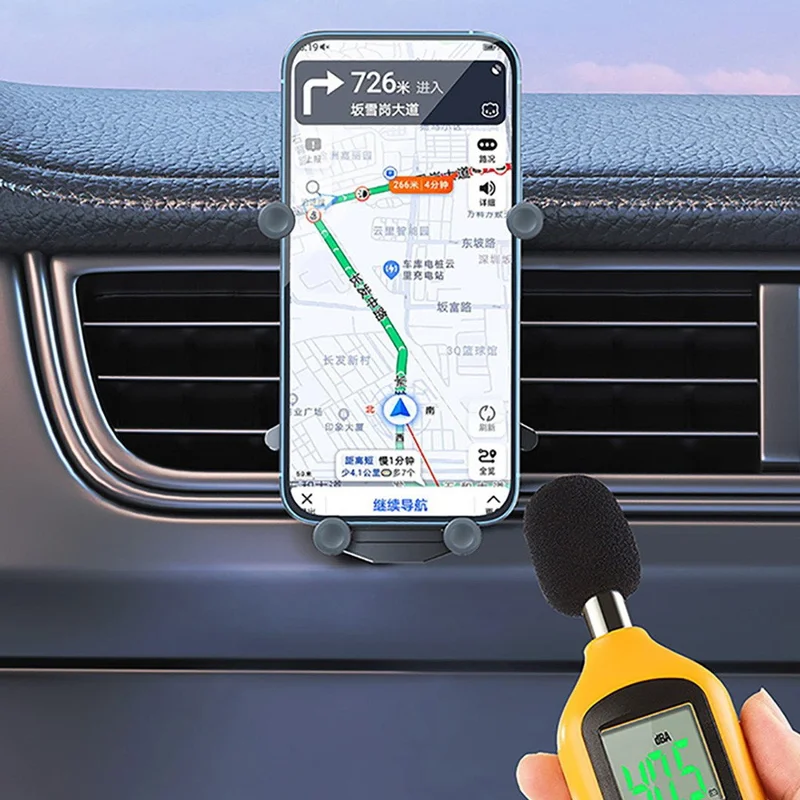 OATSBASF x03 Mini Folding Aluminum Alloy Car Phone Holder Automatic Locking Gravity Phone Bracket - Adhesive Mount / Black