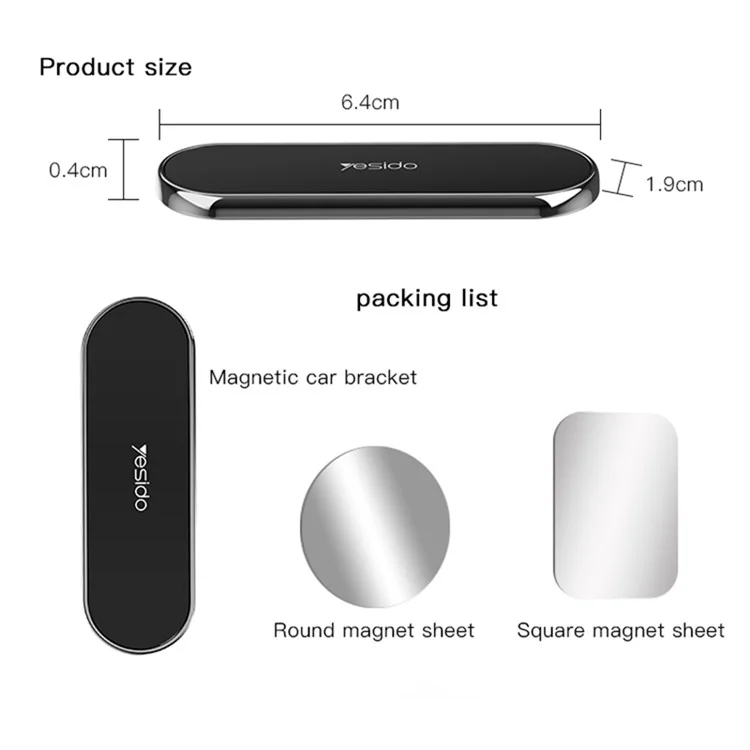 YESIDO C83 Car Magnetic Phone Holder Lazy Zinc Alloy Slim Phone Mount Bracket - Tarnish