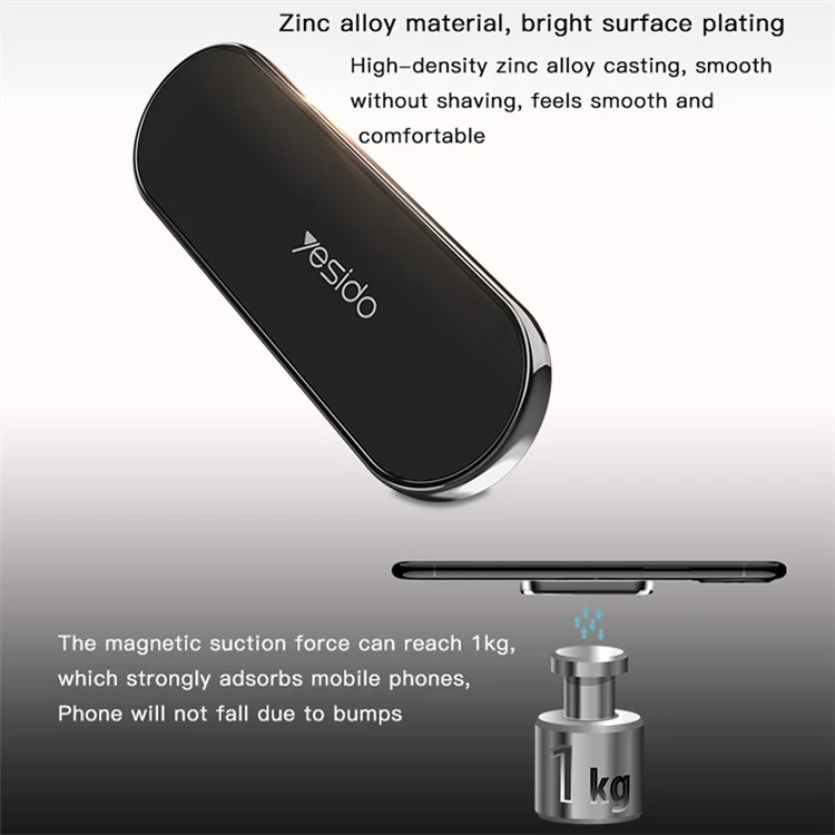 YESIDO C83 Car Magnetic Phone Holder Lazy Zinc Alloy Slim Phone Mount Bracket - Tarnish