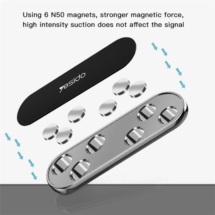 YESIDO C83 Car Magnetic Phone Holder Lazy Zinc Alloy Slim Phone Mount Bracket - Tarnish