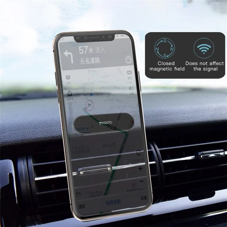 YESIDO C83 Car Magnetic Phone Holder Lazy Zinc Alloy Slim Phone Mount Bracket - Tarnish