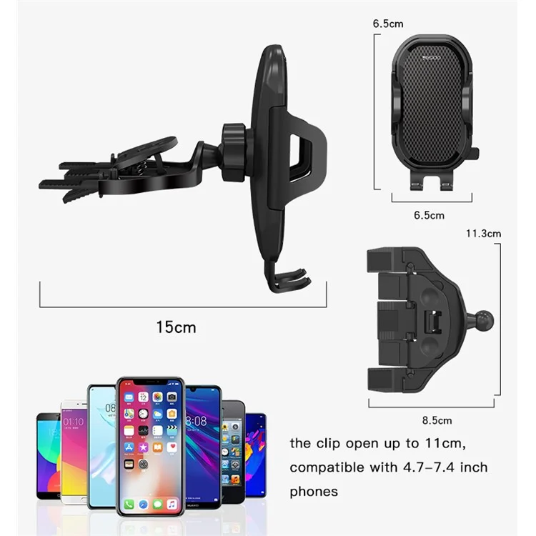 YESIDO C84 Car CD Slot Mobile Phone Holder 360 Degrees Rotating Cellphone Bracket