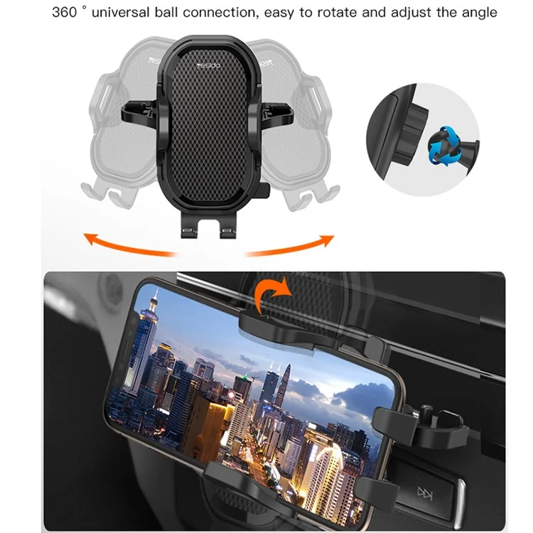 YESIDO C84 Car CD Slot Mobile Phone Holder 360 Degrees Rotating Cellphone Bracket