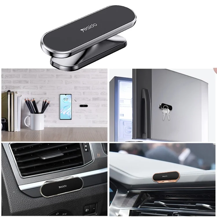 YESIDO C82 Magnetic Car Phone Holder Stand 360 Degrees Rotating Zinc Alloy Cellphone Bracket - Dark Grey