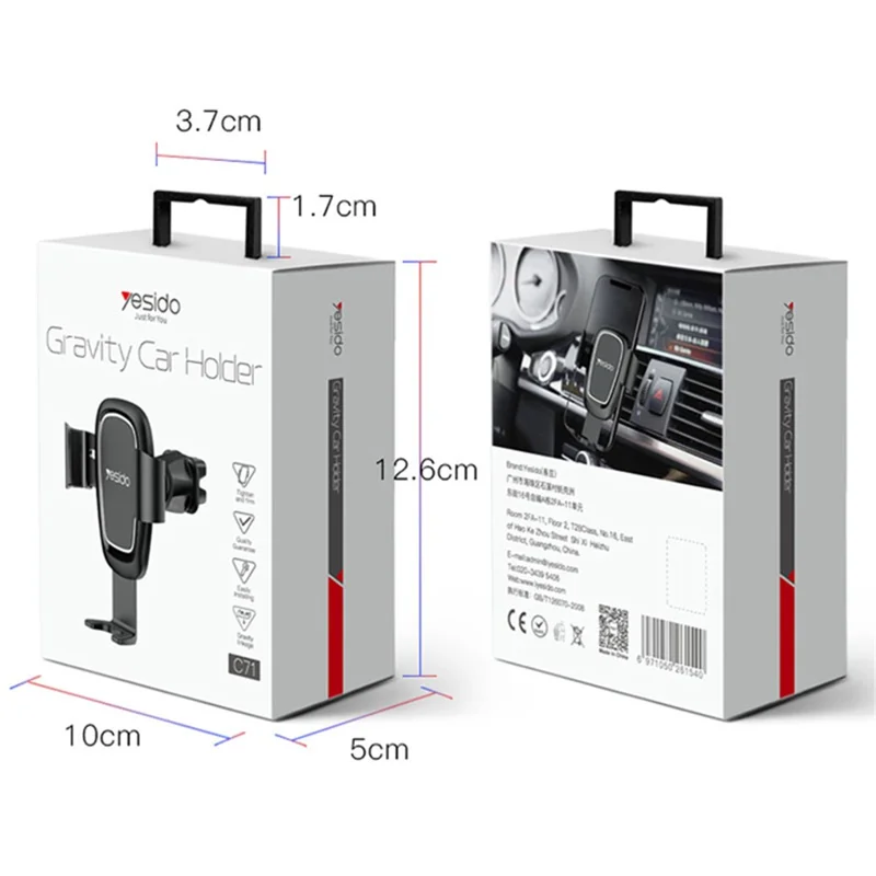 YESIDO C71 Car Phone Holder Rotatable Vehicle Air Outlet Mount Cellphone Stand Bracket