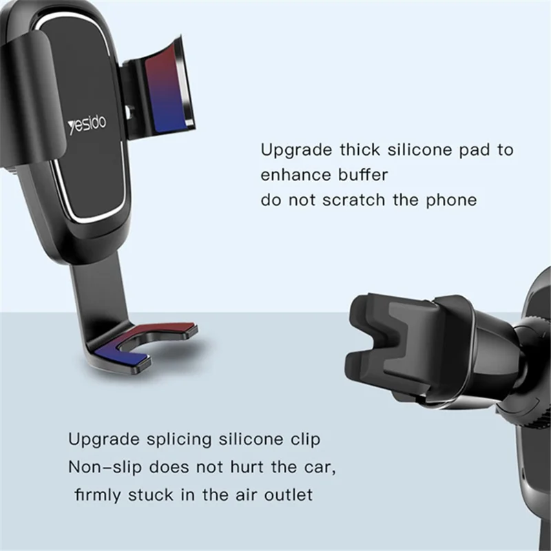 YESIDO C71 Car Phone Holder Rotatable Vehicle Air Outlet Mount Cellphone Stand Bracket