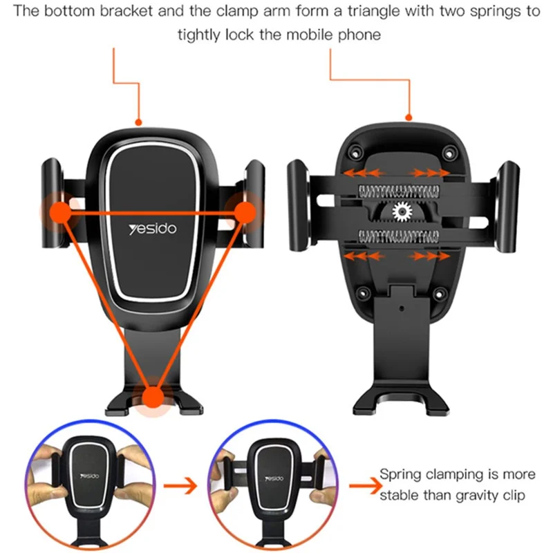 YESIDO C71 Car Phone Holder Rotatable Vehicle Air Outlet Mount Cellphone Stand Bracket
