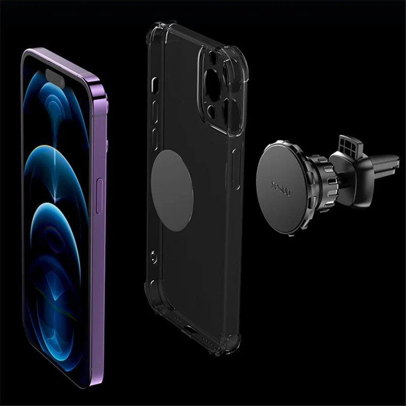 YESIDO C153 Adhesive Car Dashboard Phone Holder Magnetic Rotatable Phone Bracket with Air Vent Clip