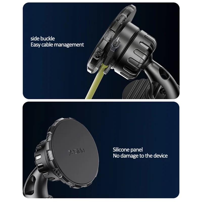 YESIDO C153 Adhesive Car Dashboard Phone Holder Magnetic Rotatable Phone Bracket with Air Vent Clip