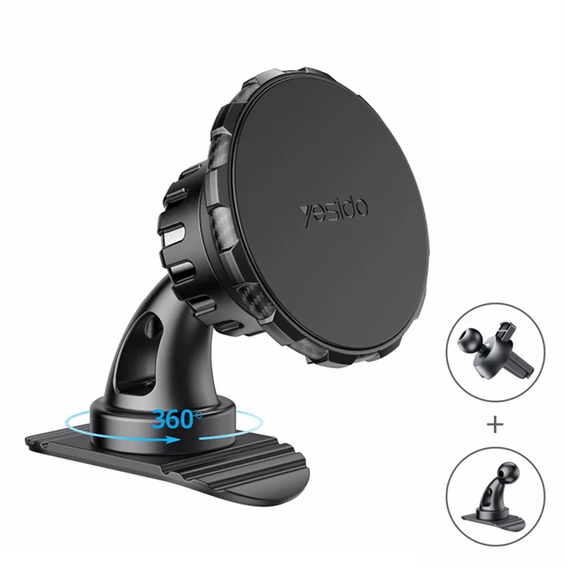 YESIDO C153 Adhesive Car Dashboard Phone Holder Magnetic Rotatable Phone Bracket with Air Vent Clip