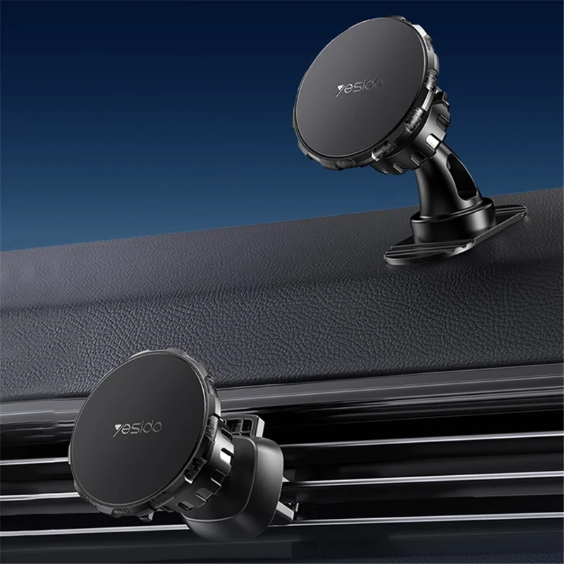 YESIDO C153 Adhesive Car Dashboard Phone Holder Magnetic Rotatable Phone Bracket with Air Vent Clip