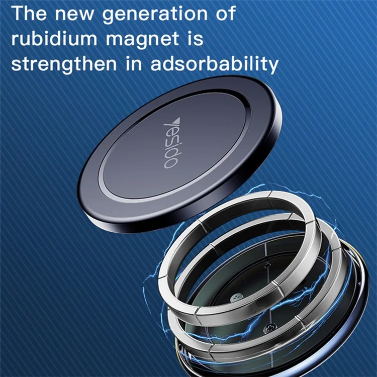 YESIDO C126 For iPhone 12 / 13 / 14 Zinc Alloy Car Magnetic Phone Holder 720 Degree Rotation Adhesive Bracket