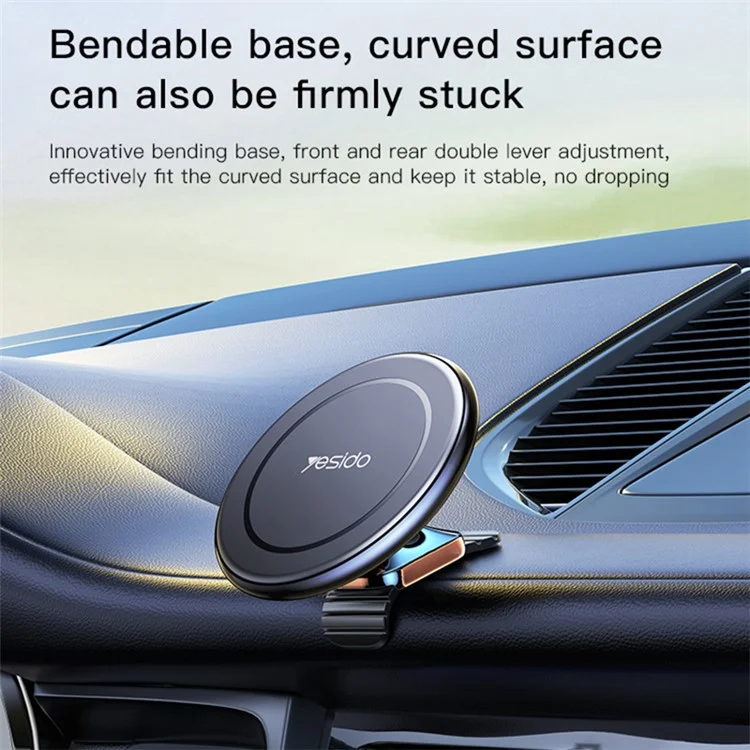 YESIDO C126 For iPhone 12 / 13 / 14 Zinc Alloy Car Magnetic Phone Holder 720 Degree Rotation Adhesive Bracket