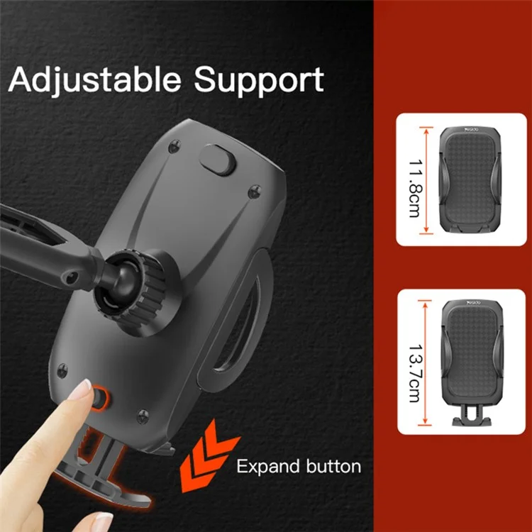 YESIDO C111 Telescopic Phone Holder Car Windshield Mount Cellphone Bracket with Suction Cup Base