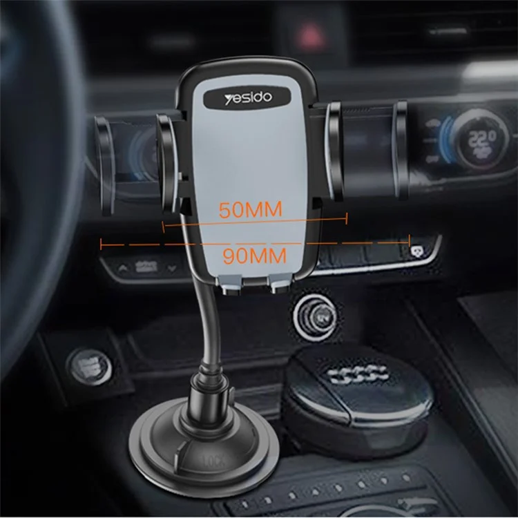 YESIDO C112 Brazo flexible Soporte de teléfono móvil para coche Rotación de 360 grados con clip para rejilla de ventilación 