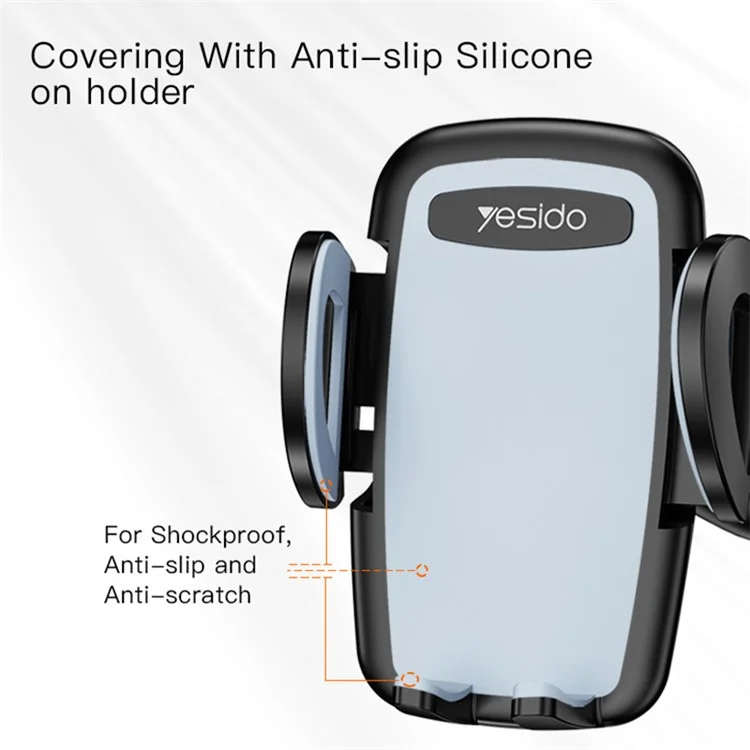 YESIDO C112 Brazo flexible Soporte de teléfono móvil para coche Rotación de 360 grados con clip para rejilla de ventilación 