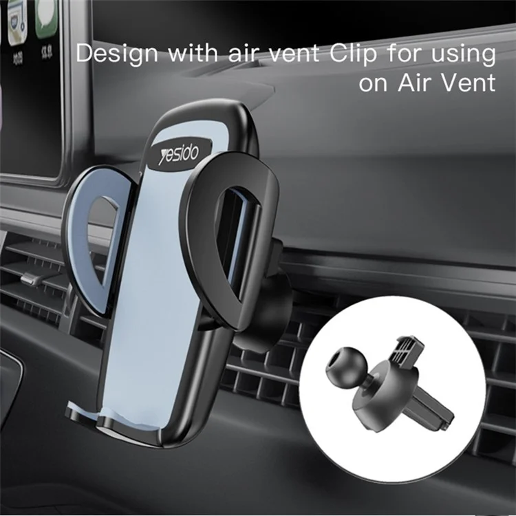 YESIDO C112 Brazo flexible Soporte de teléfono móvil para coche Rotación de 360 grados con clip para rejilla de ventilación 