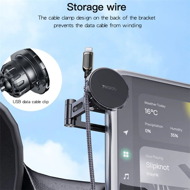 YESIDO C155 Car Magnetic Phone Holder Center Console Suspension Screen Folding Bracket