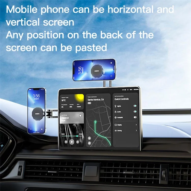 YESIDO C155 Car Magnetic Phone Holder Center Console Suspension Screen Folding Bracket