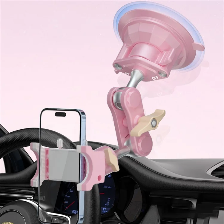 LANPARTE UBA-P1 Tablet Holder Car Windshield Strong Suction Cup Mount Bracket Universal for iPad Samsung Galaxy Tab without Telescopic Pipe - Pink