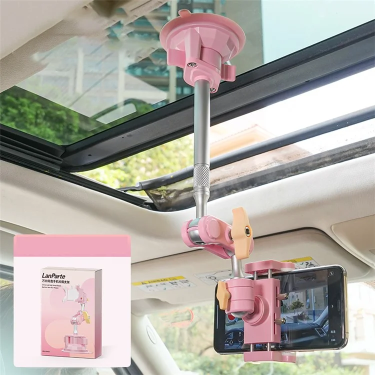 LANPARTE UBA-P1 Tablet Holder Car Windshield Strong Suction Cup Mount Bracket Universal for iPad Samsung Galaxy Tab without Telescopic Pipe - Pink