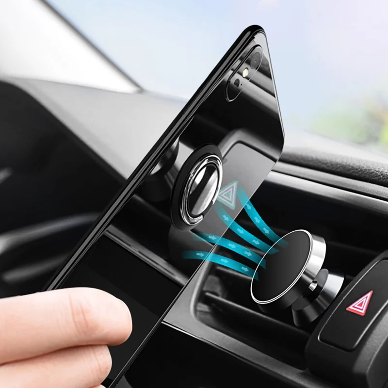 Mobile Phone Ring Holder Magnetic Finger Ring Stand Rotation Finger Grip for Magnetic Car Mount - Silver