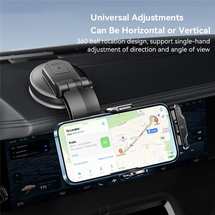 ESSAGER 15W Wireless Charging Car Holder 360-Degree Rotating Dashboard Car Charger Phone Mount Support Automatic Locking