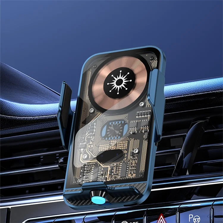 C11 15W kabelloser Ladehalter für Telefone 360-Grad-Drehung Lüftungsclip Autoladegerät Telefonhalter - Blau