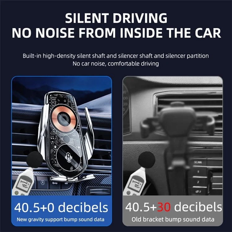 Q8 Creative Wireless Car Charger Mount Smart Infrared Induction Auto Clamping Car Phone Charger Holder - Silver