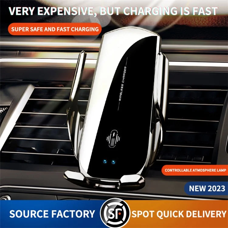 A1 Magnetic Wireless Car Charger Phone Mount Automatic Induction Car Charger Phone Stand - Silver