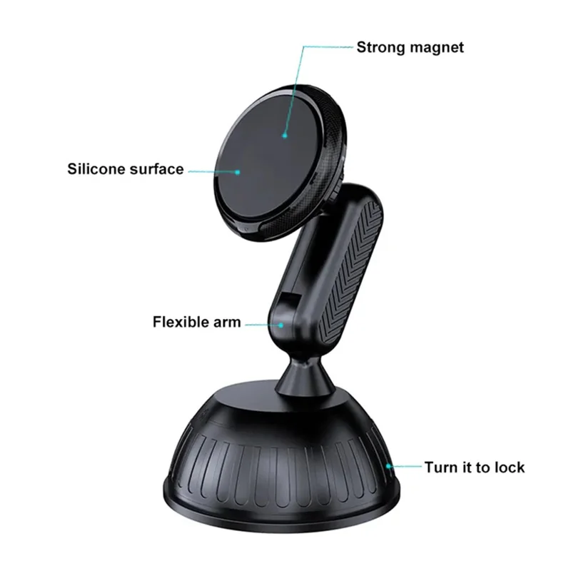 208-C Magnetic Phone Holder Car Windshield Dashboard Suction Cup Adjustable Rotary Cellphone Stand