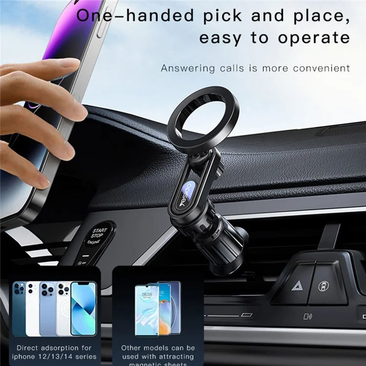 YESIDO C157 Magnetic Car Mount Phone Holder 360-Degree Rotation Air Vent Cellphone Stand Bracket