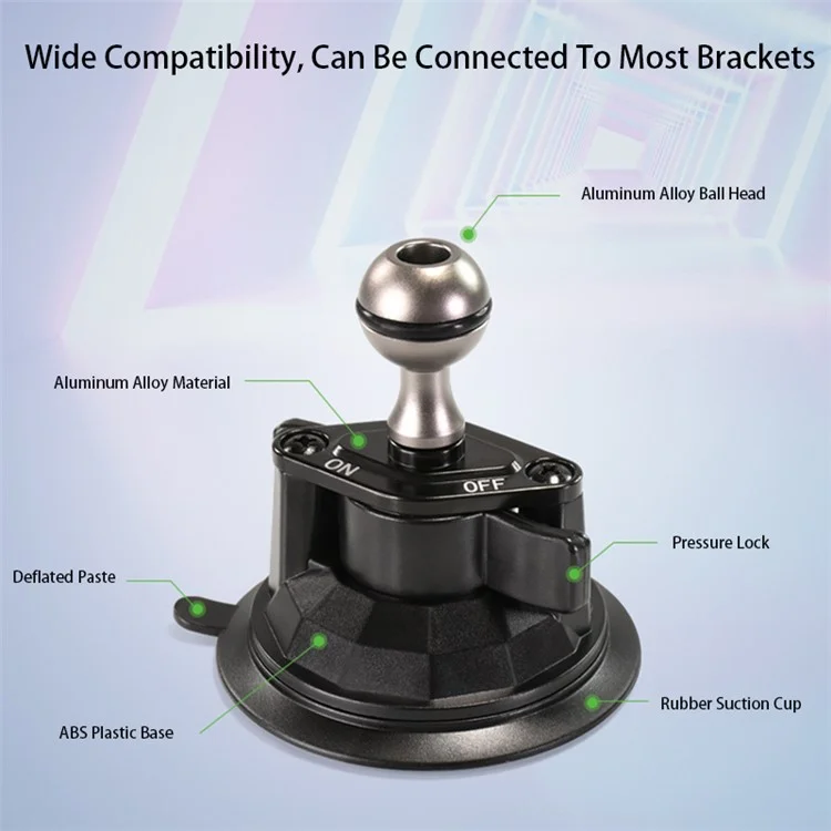 LANPARTE SC-B2 Suction Cup Base with Ball for Vehicle Windshields - 20mm Ball