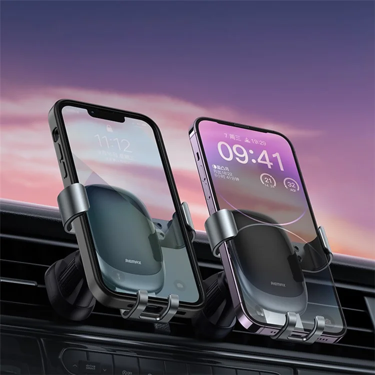 REMAX RM-C24 Suporte de Telefone para Carro em Liga de Alumínio Ajustável para Dispositivos de 4-7 Polegadas