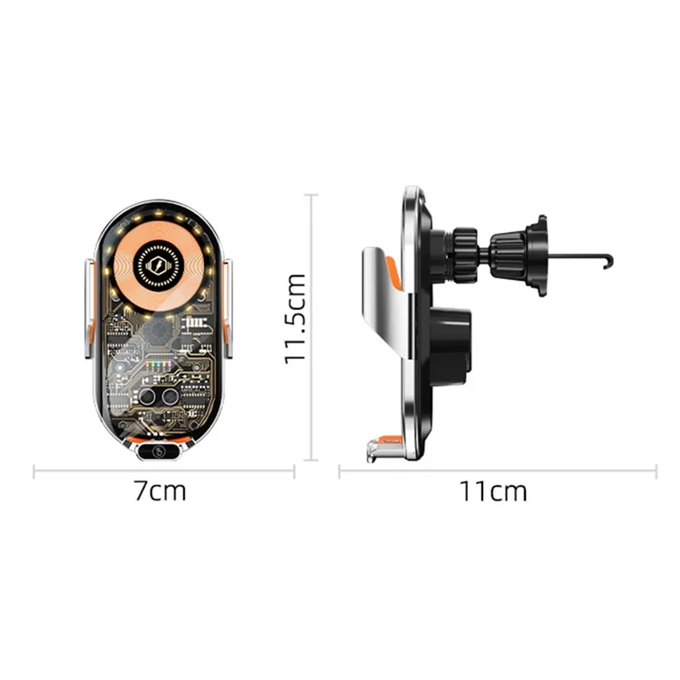 Carregador de Carro Sem Fio Magnético C13 15W Suporte de Telefone de Ventilação de Ar - Cinza