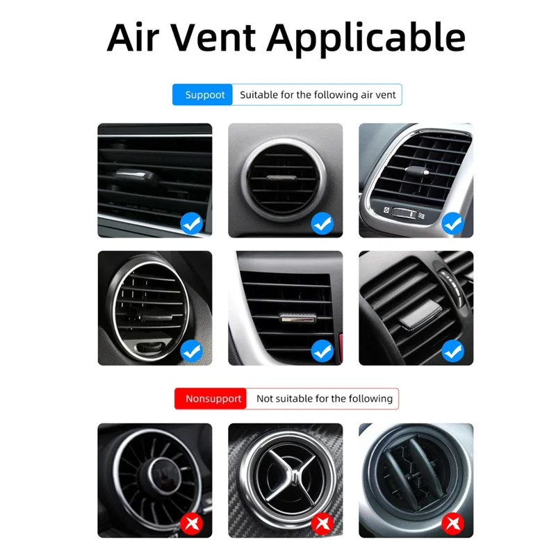 UC6916 Air Outlet Magnetic Phone Holder 360 Degree Rotating Car Phone Mount for 3.5-7 inch Mobile Phones