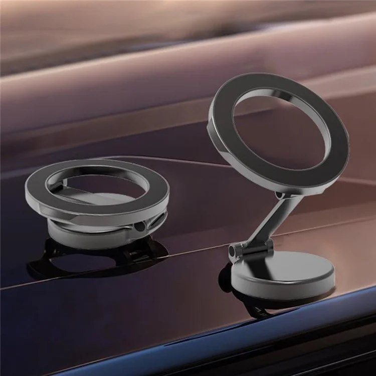 Magnetic Rotary Stretchable Folding Car Phone Holder Compatible with MagSafe Metal Car Phone Mount for Driving Navigation - Black