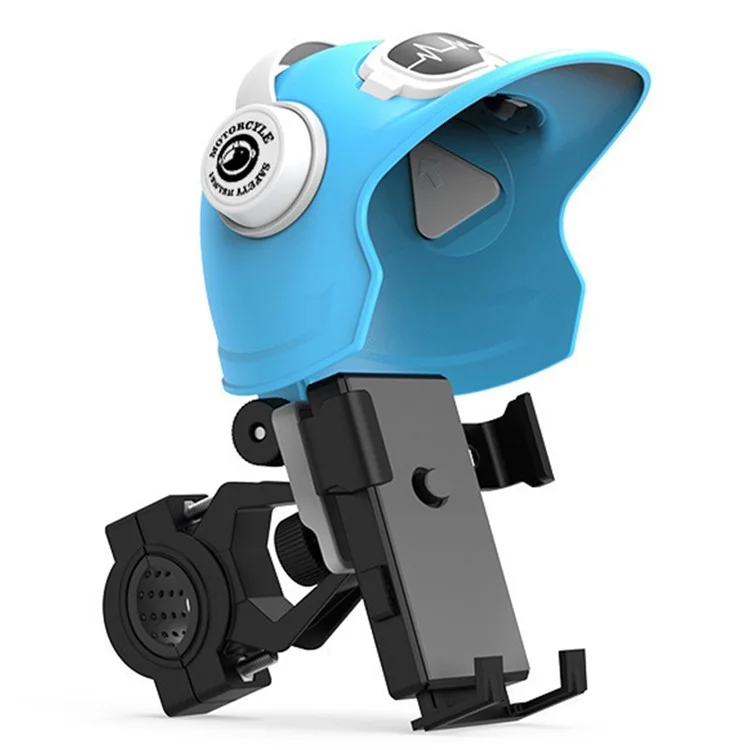 Motorcycle Electric Bike Handlebar Phone Holder Stand with Sunshade Helmet - Blue
