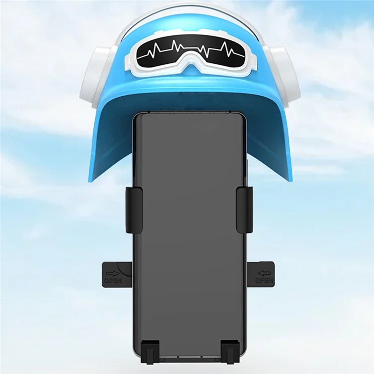 Motorcycle Electric Bike Handlebar Phone Holder Stand with Sunshade Helmet - Blue