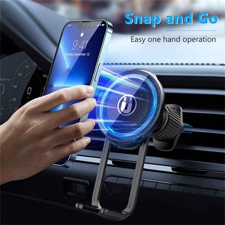 LE-11 Car Suction Cup Mount 360 Degree Rotation Magnetic Phone Holder with Air Vent Clip
