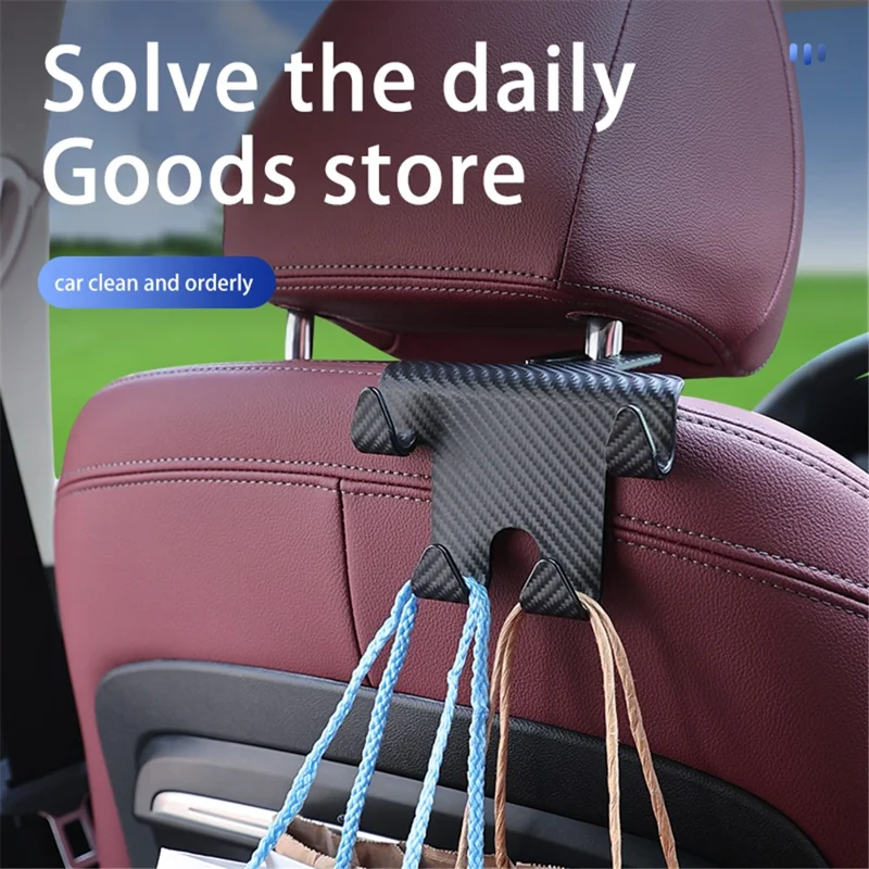 CHEGES 201 Carbon Fiber Texture Multi-hooks Car Seat Back Headrest Phone Holder Hanger Auto Interior Accessories