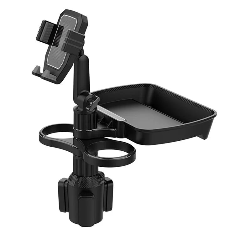 B06 Multifunctional Car Cup Holder Phone Mount Stand with Snacks Food Tray Table - Grey