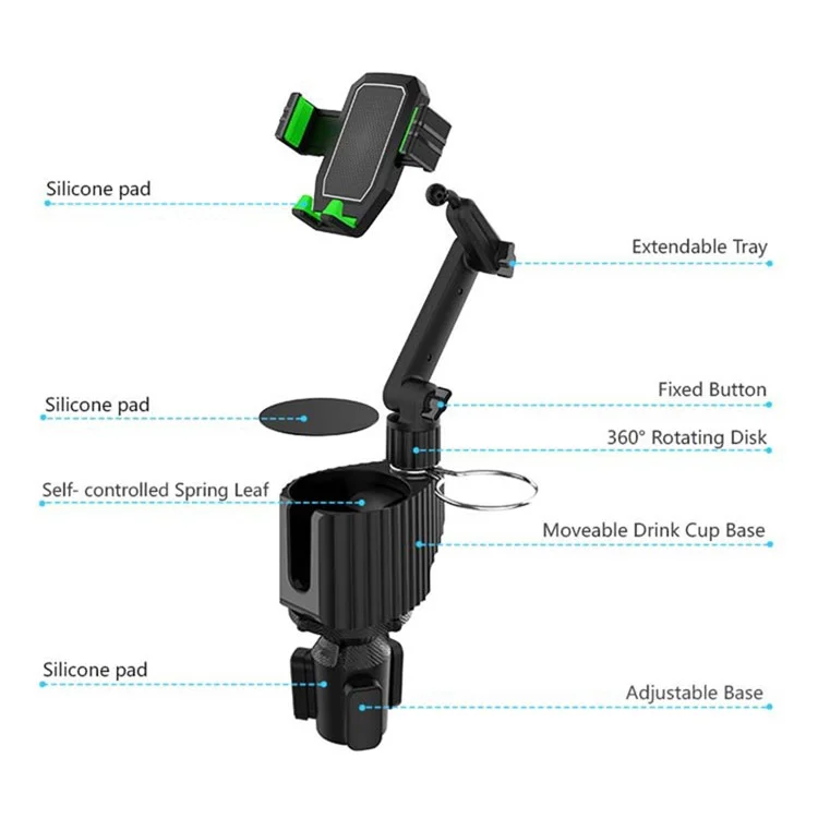 Suporte de Montagem de Telefone Móvel A02 Car Cup Holder Porta-Copo - Verde